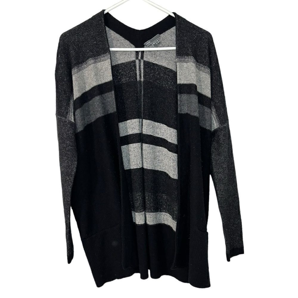 vince • cashmere wool blend black grey cardigan sweater